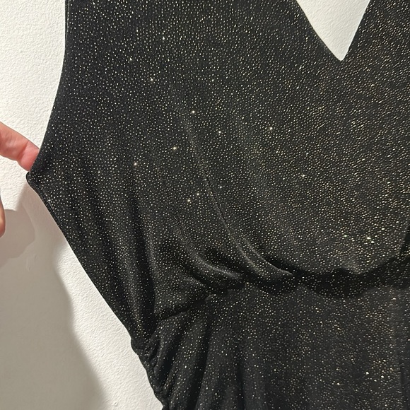 Alice + Olivia Black and Gold Shimmer Sleeveless Dress - Size L - Picture 2 of 7